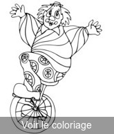 coloriage clown sur monocycle