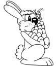 Coloriage Pâques : le lapin ramassant les oeufs de pâques