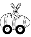 Coloriage Pâques : le lapin et sa petite voiture
