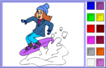 fille fait du snowboard