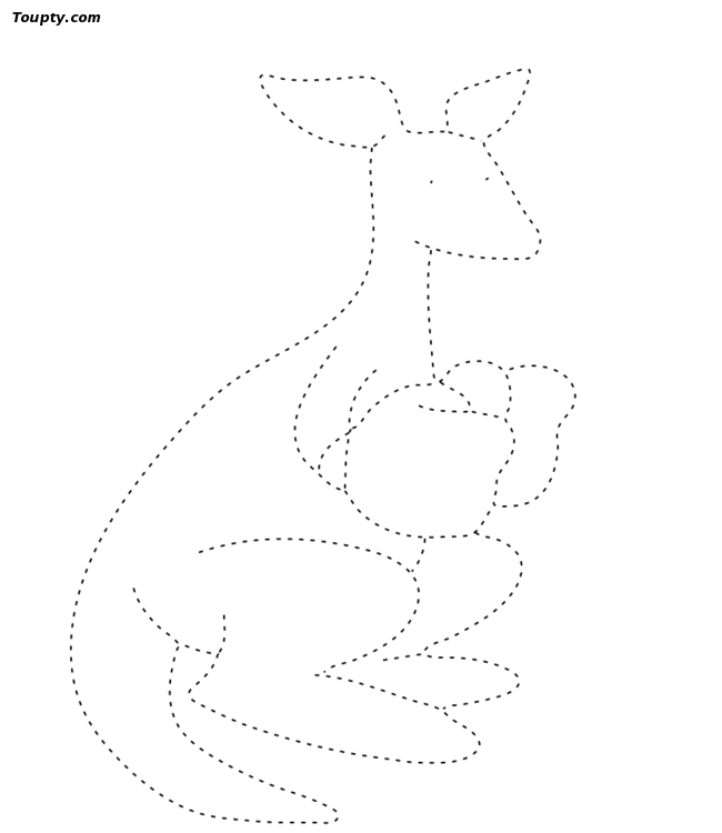 dessin kangourou pointillé